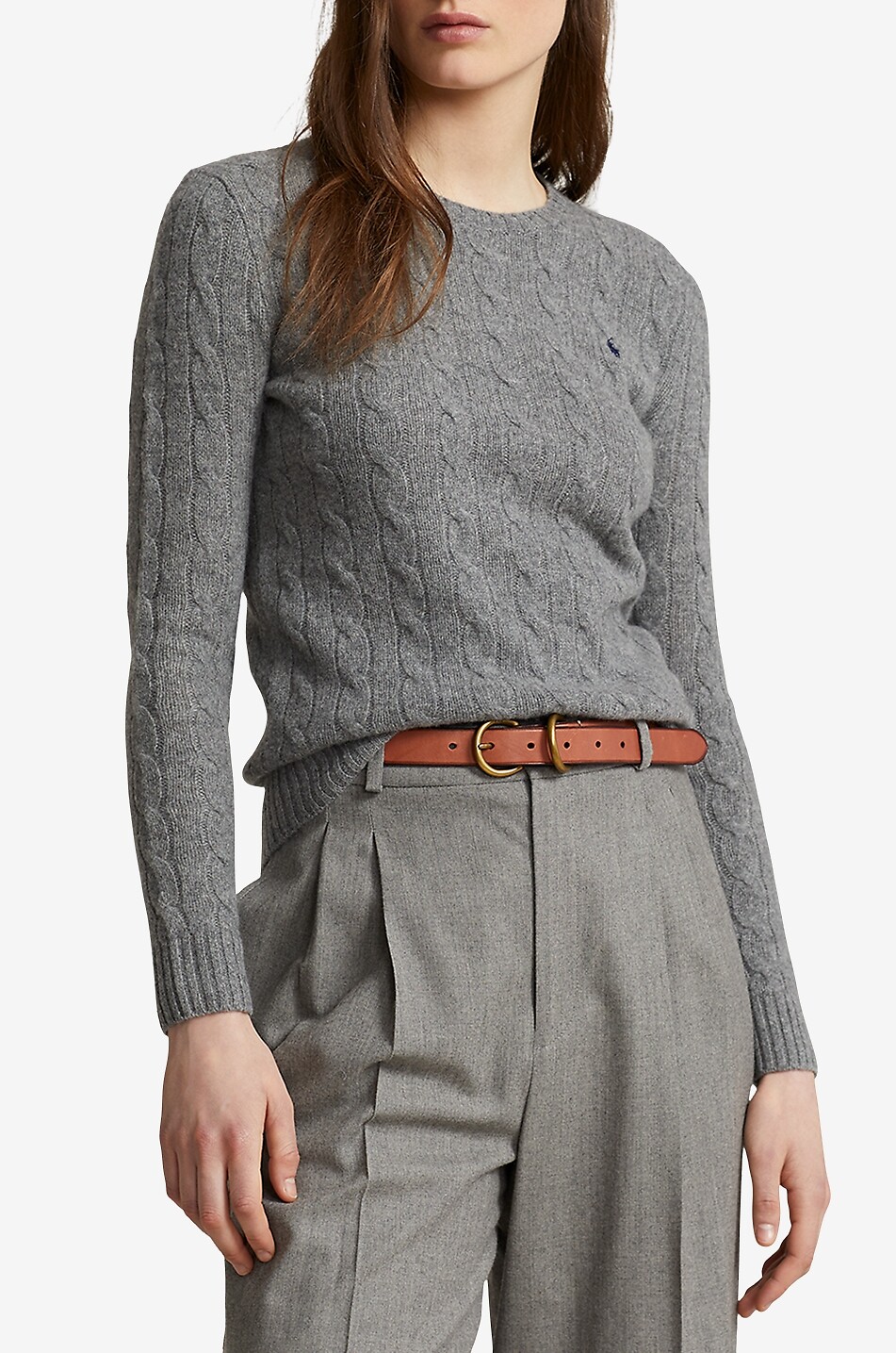POLO RALPH LAUREN Pony wool and cashmere cable knit jumper Women GREY 2