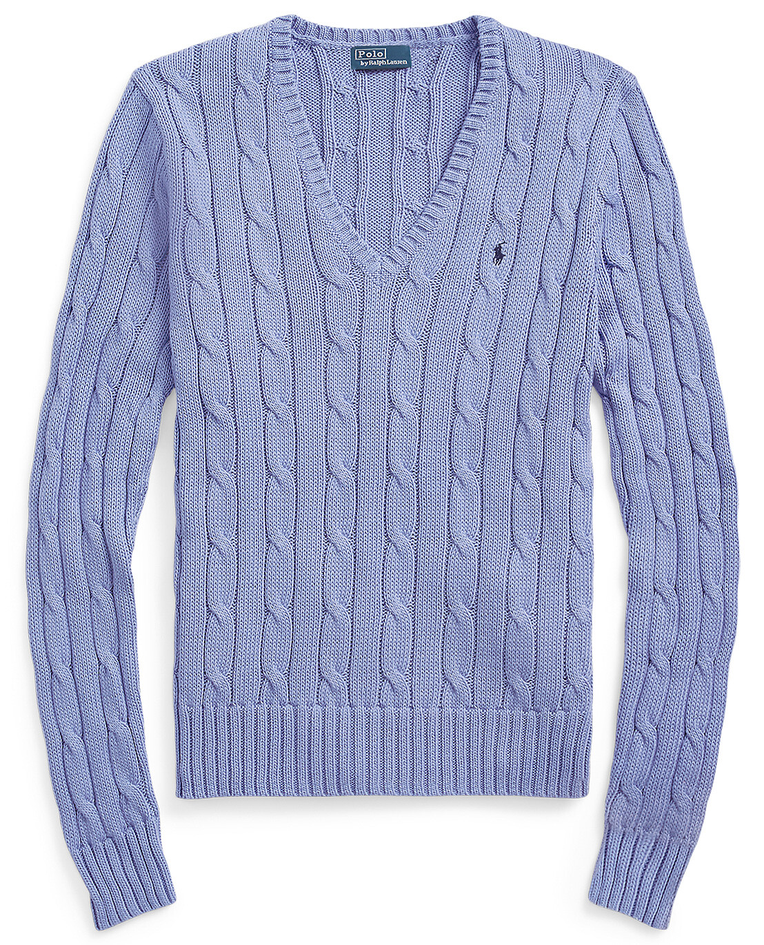 Pony V neck cable knit cotton jumper POLO RALPH LAUREN Bongenie