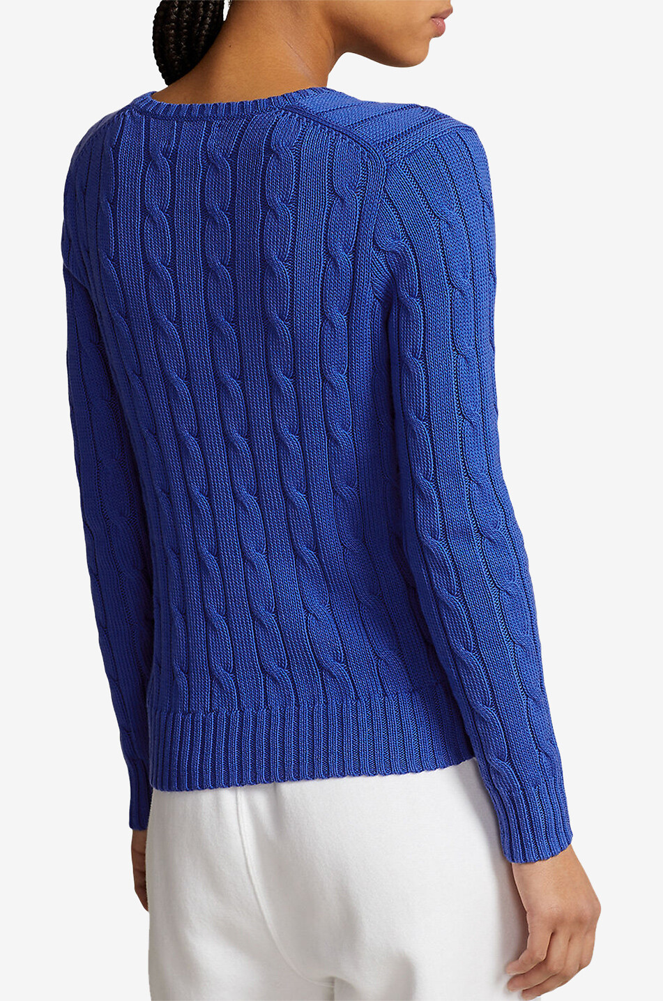 POLO RALPH LAUREN Pull ajusté torsadé à col V en coton Pony Femme BLEU FONCE 3