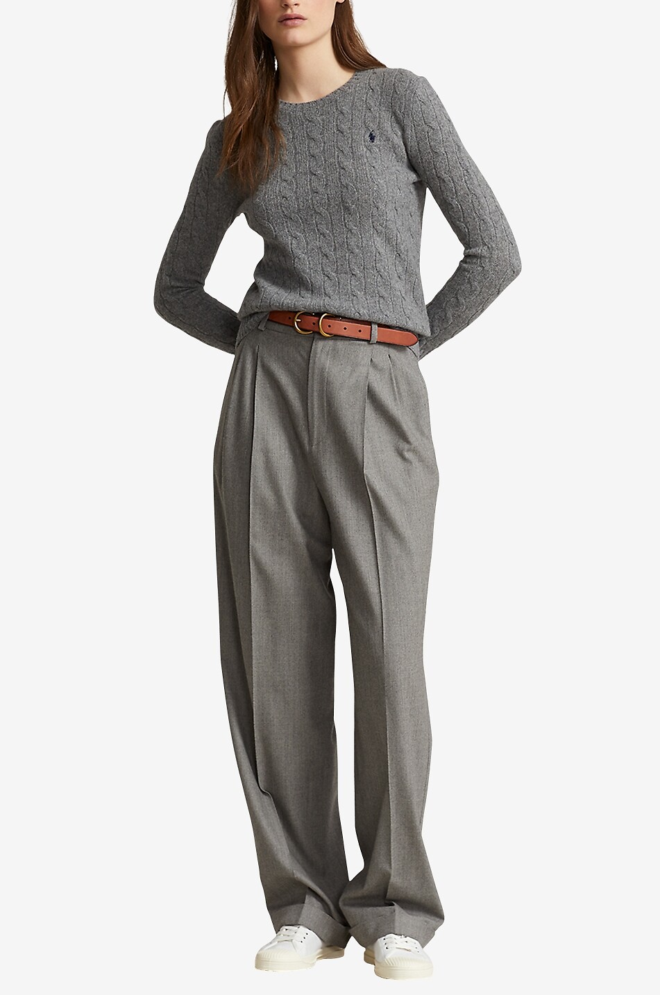 POLO RALPH LAUREN Pony wool and cashmere cable knit jumper Women GREY 4