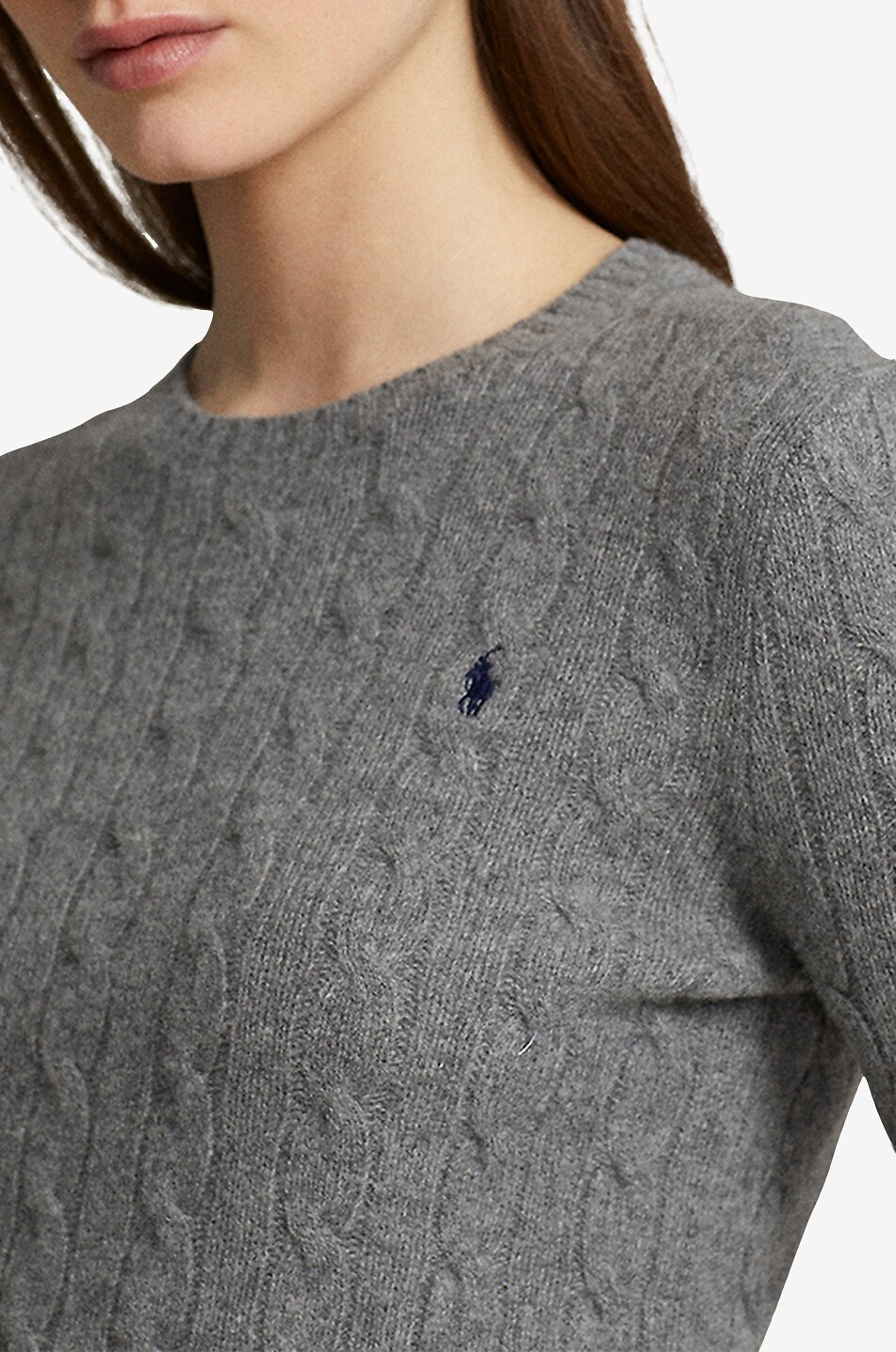 POLO RALPH LAUREN Pony wool and cashmere cable knit jumper Women GREY 6