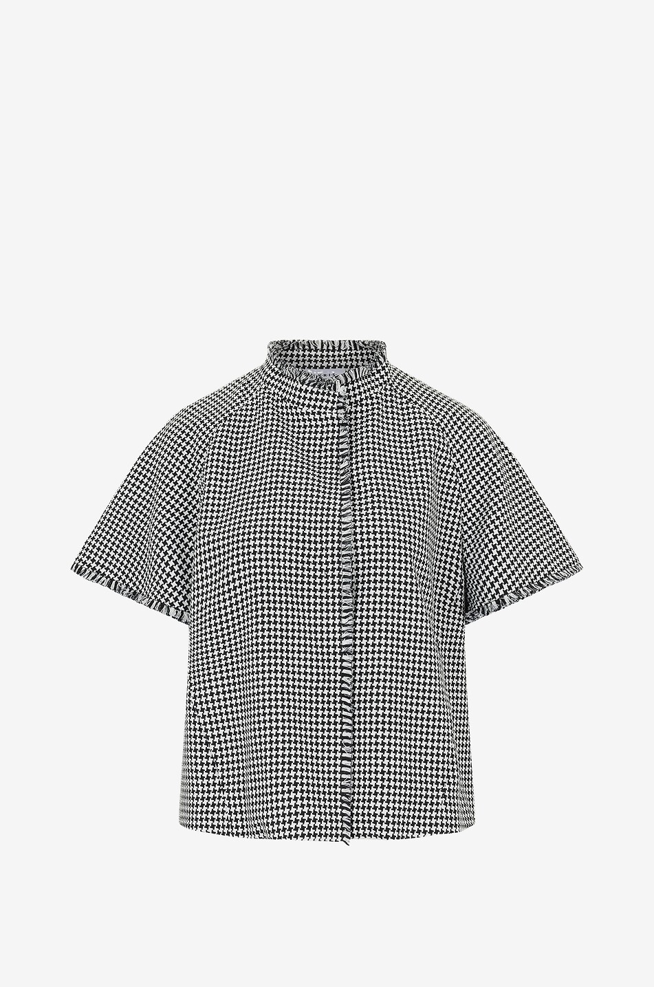 Kurzarm-Anzugjacke mit Hahnentrittmotiv