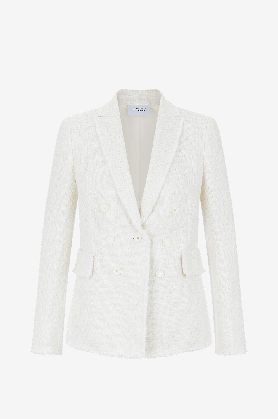 Zweireihiger Blazer aus Tweed und Denim