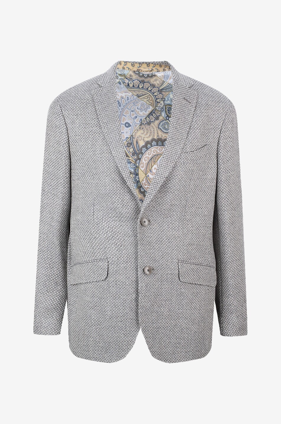 Geometric pattern adorned wool and cashmere blazer