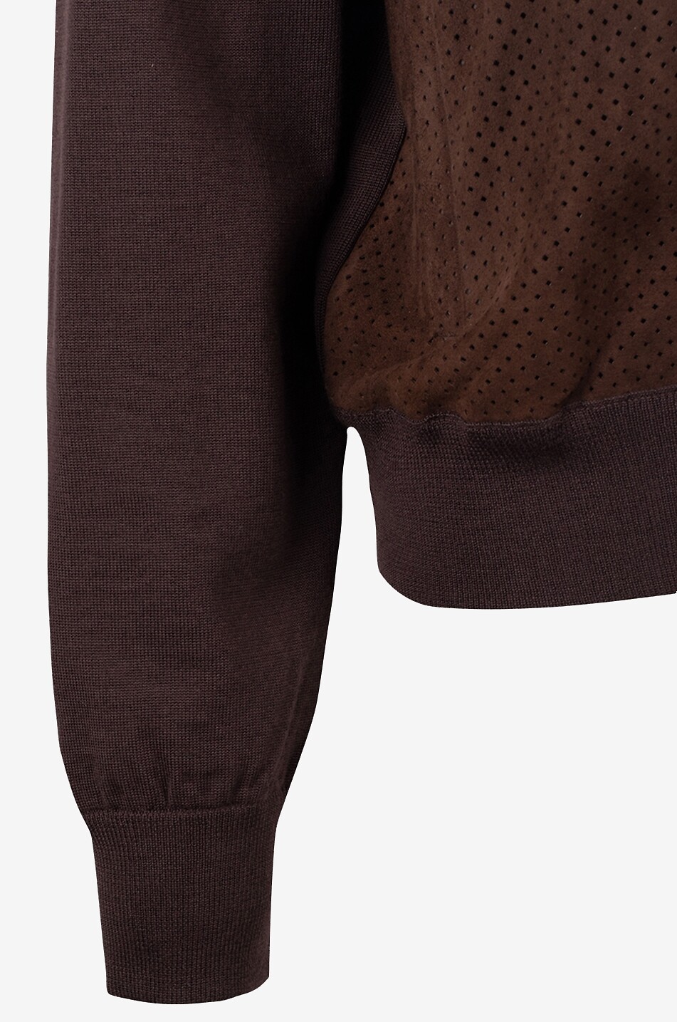 DOLCE & GABBANA Wool knit and perforated suede bomber jacket Men DARK BROWN 3