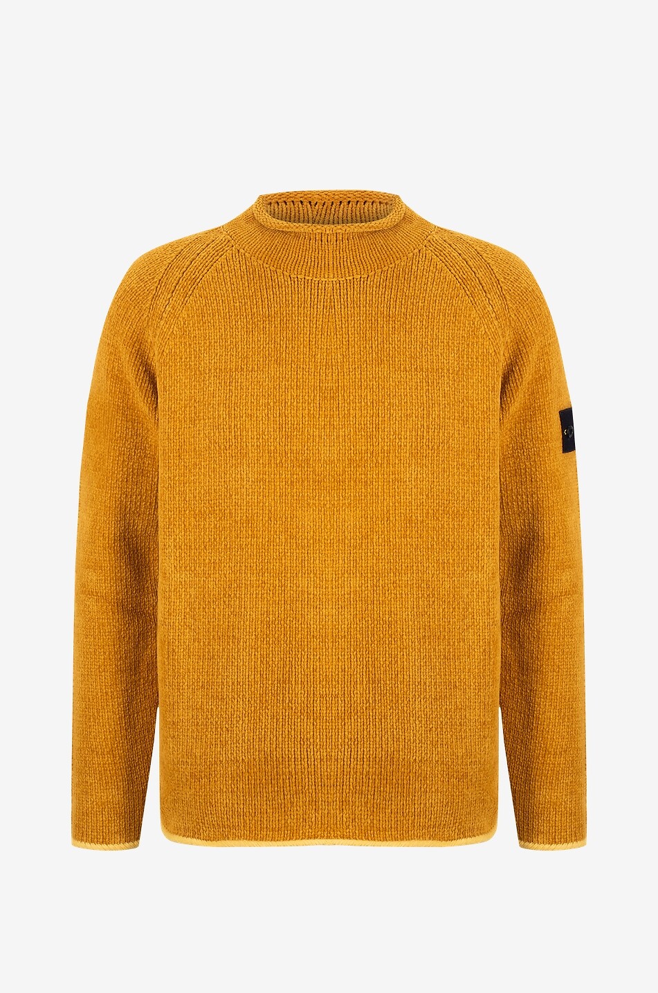 STONE ISLAND Pull ample à manches raglan et col cheminée 557A9 Cotton Chenille Homme JAUNE FONCÉ 1