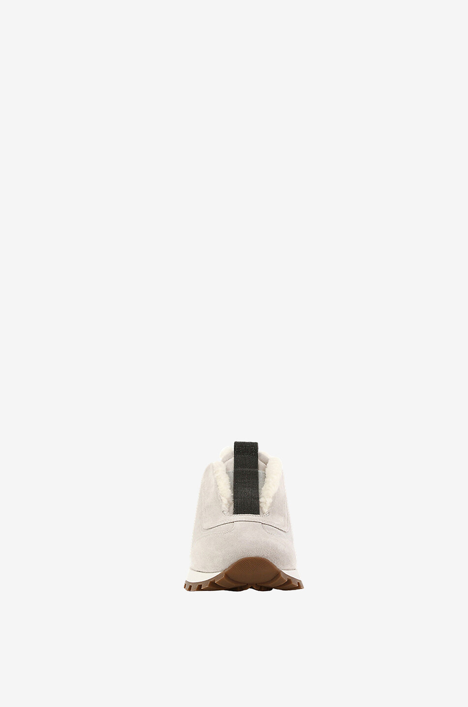 BRUNELLO CUCINELLI Monile adorned suede slip-on sneakers with shearling lining Women WHITE 2