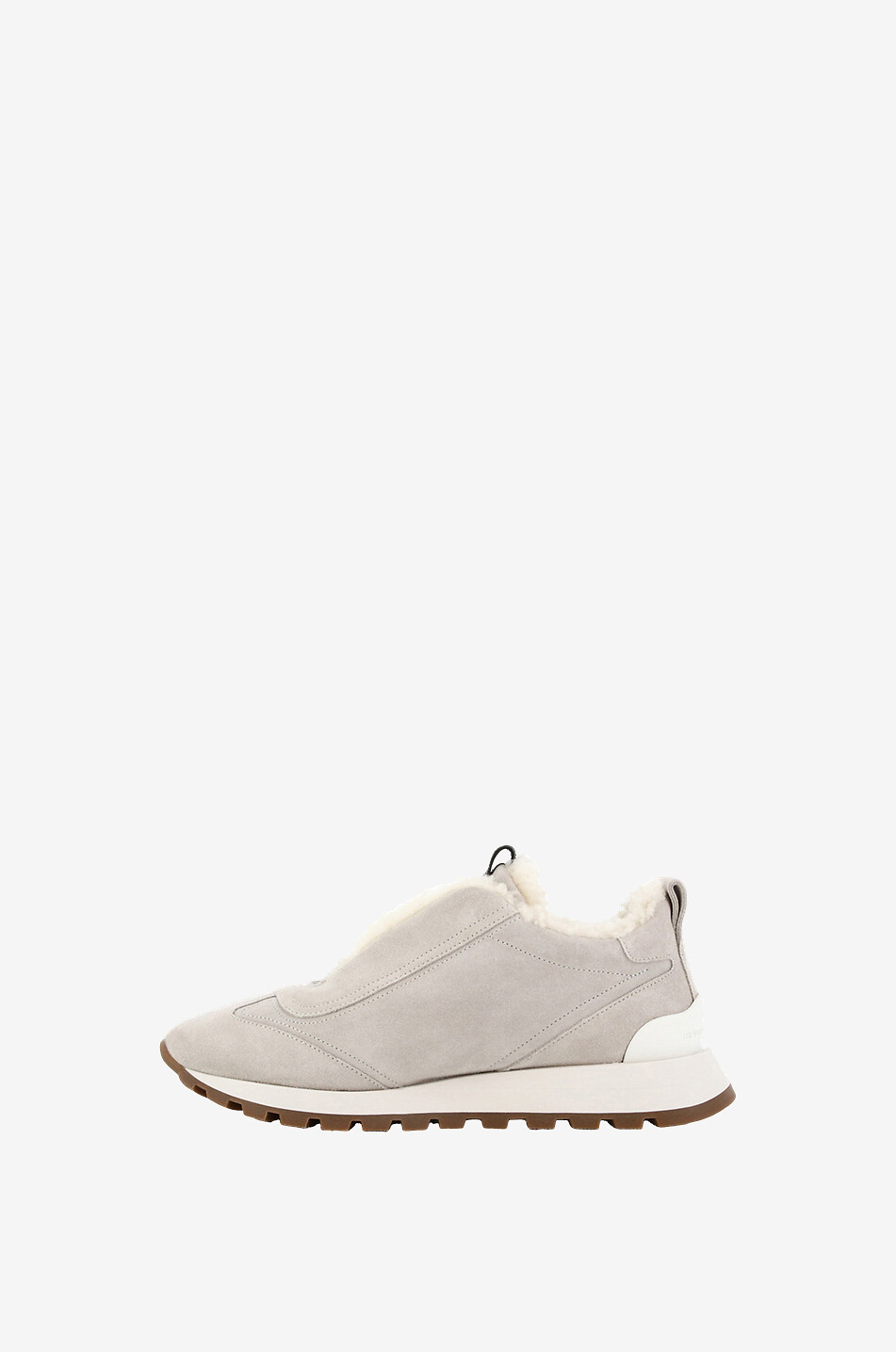 BRUNELLO CUCINELLI Monile adorned suede slip-on sneakers with shearling lining Women WHITE 3