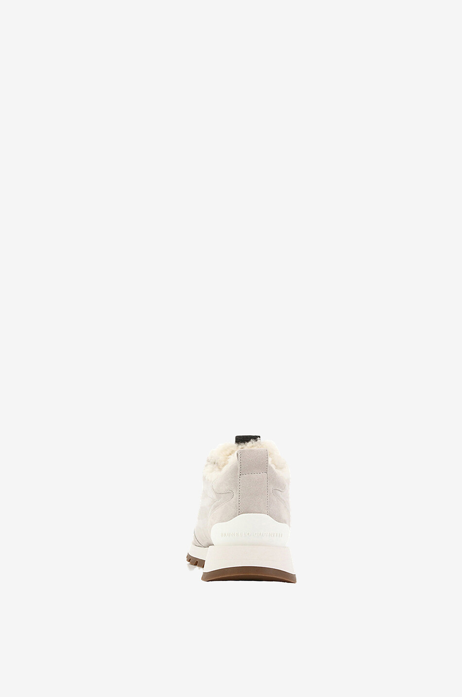 BRUNELLO CUCINELLI Monile adorned suede slip-on sneakers with shearling lining Women WHITE 4