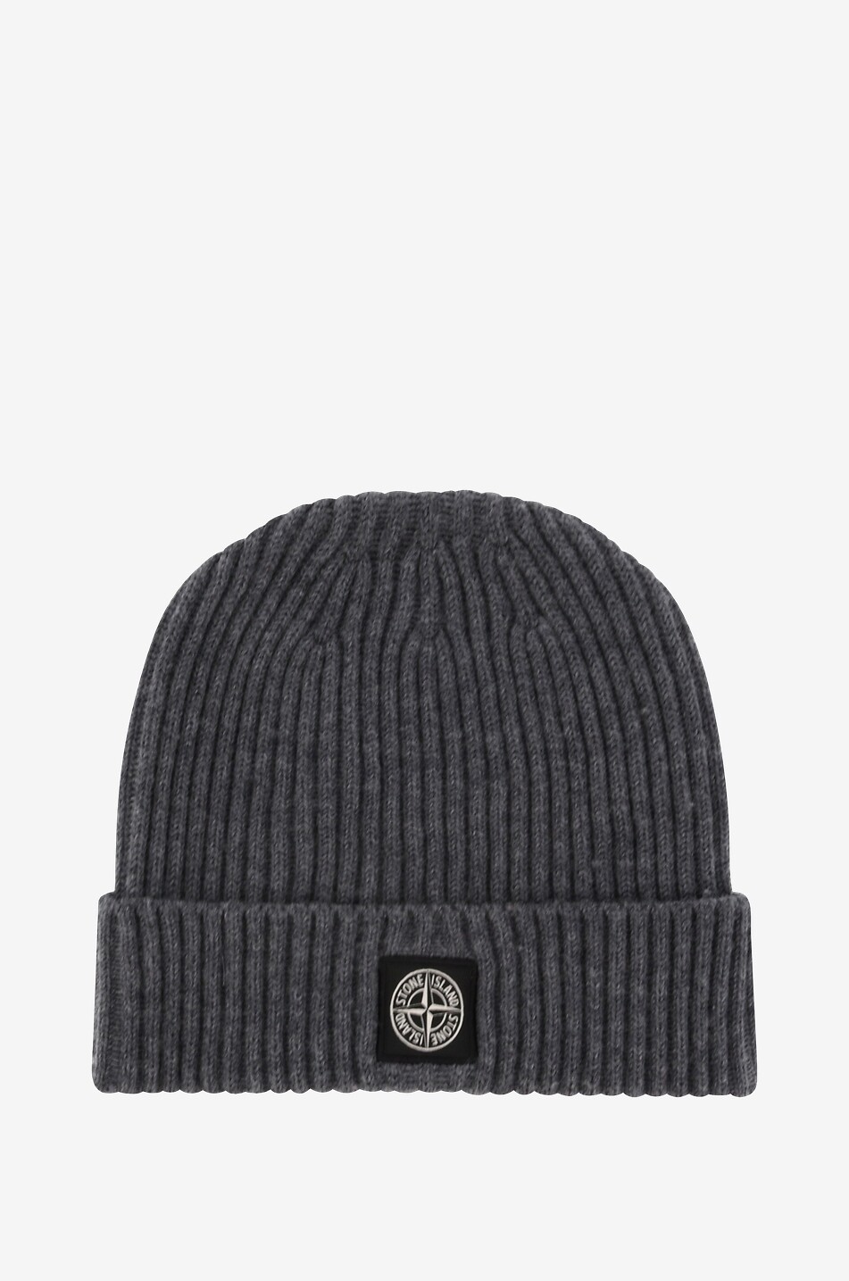 STONE ISLAND JUNIOR Gerippte Wollmütze für Jungen N07C3 Junge DUNKELGRAU 1