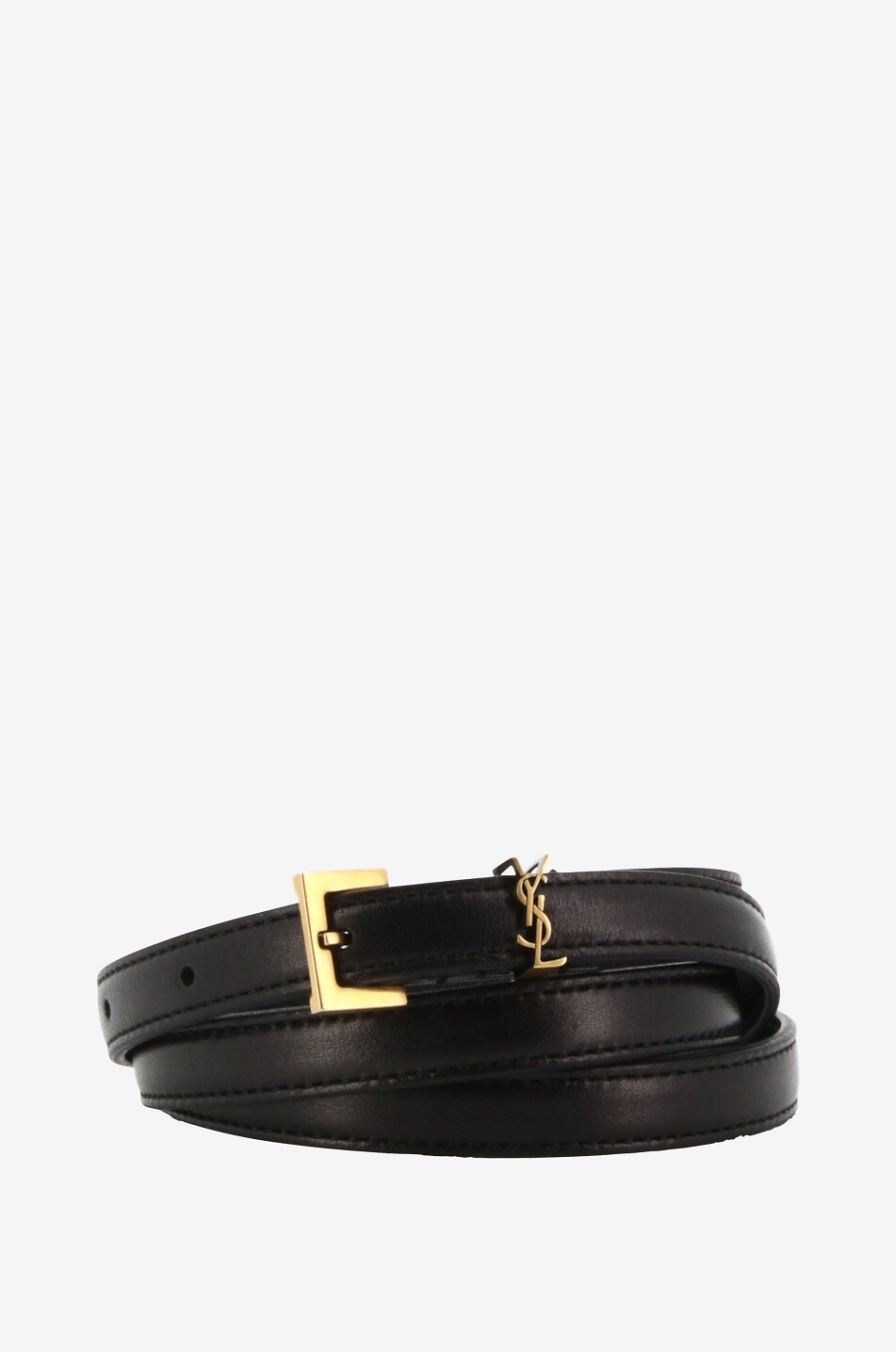 Ceinture extra fine en cuir lisse Cassandre 10 mm SAINT LAURENT PARIS Bongenie