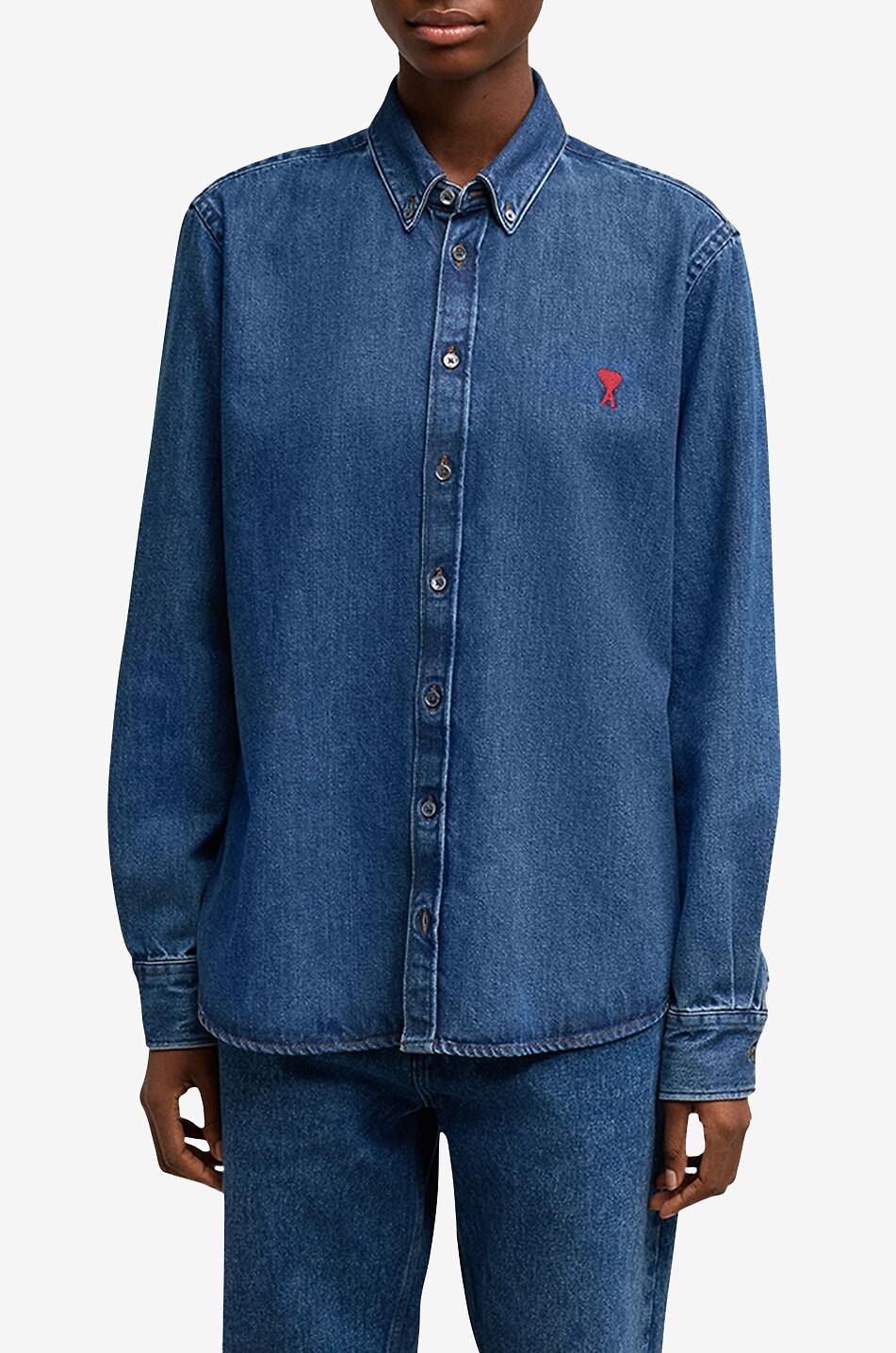 AMI Ami de Coeur denim long-sleeved shirt Women BLUE 2