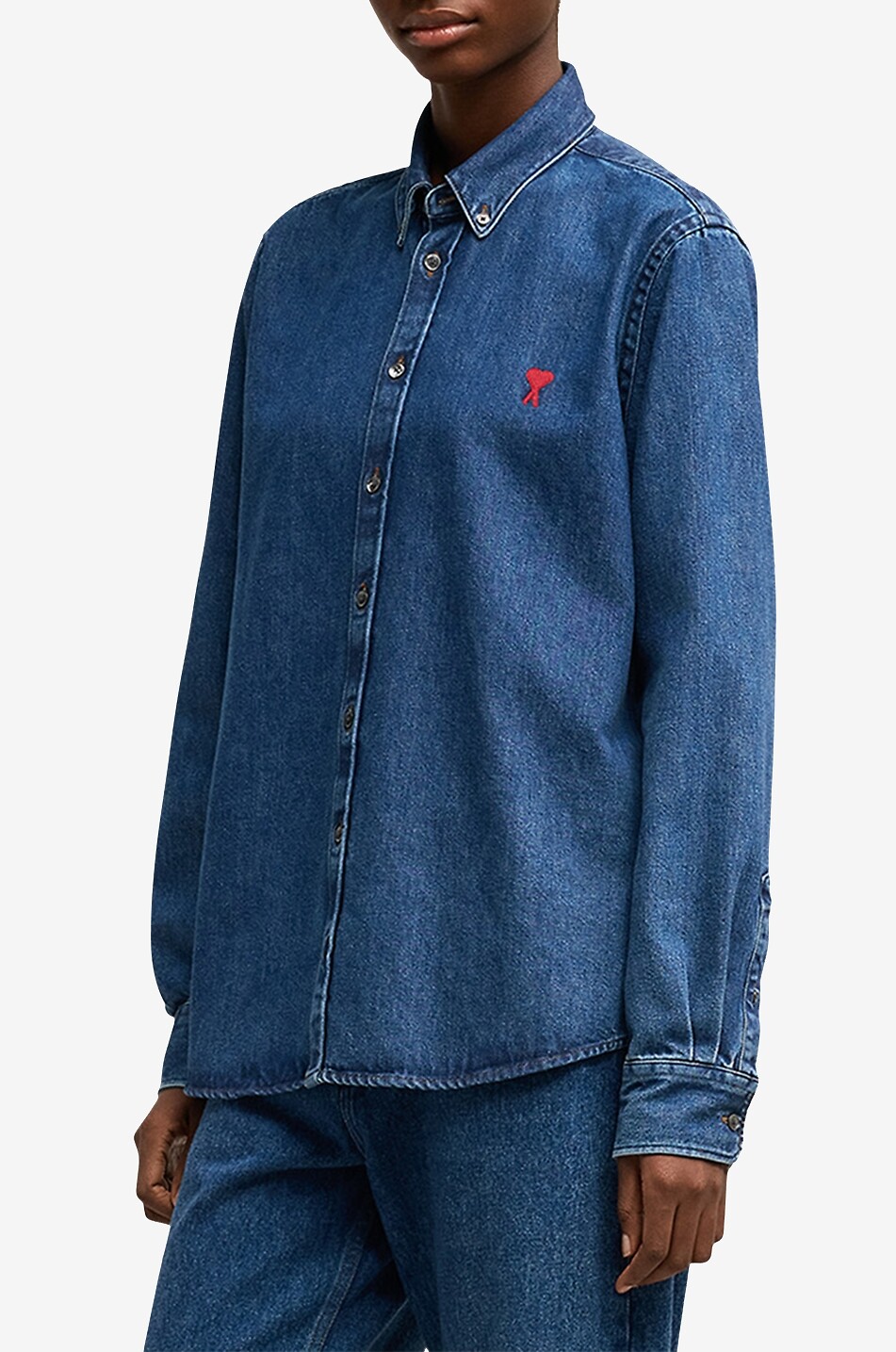AMI Ami de Coeur denim long-sleeved shirt Women BLUE 3
