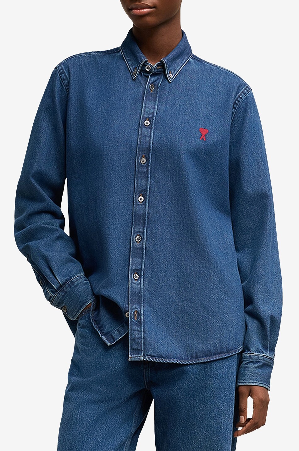 AMI Ami de Coeur denim long-sleeved shirt Women BLUE 5
