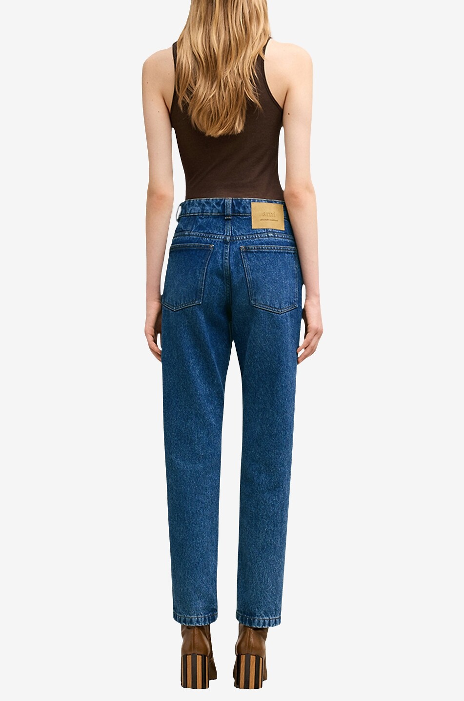 AMI Verkürzte Jeans mit geradem Bein und hoher Taille aus Baumwolle Damen BLAU 4