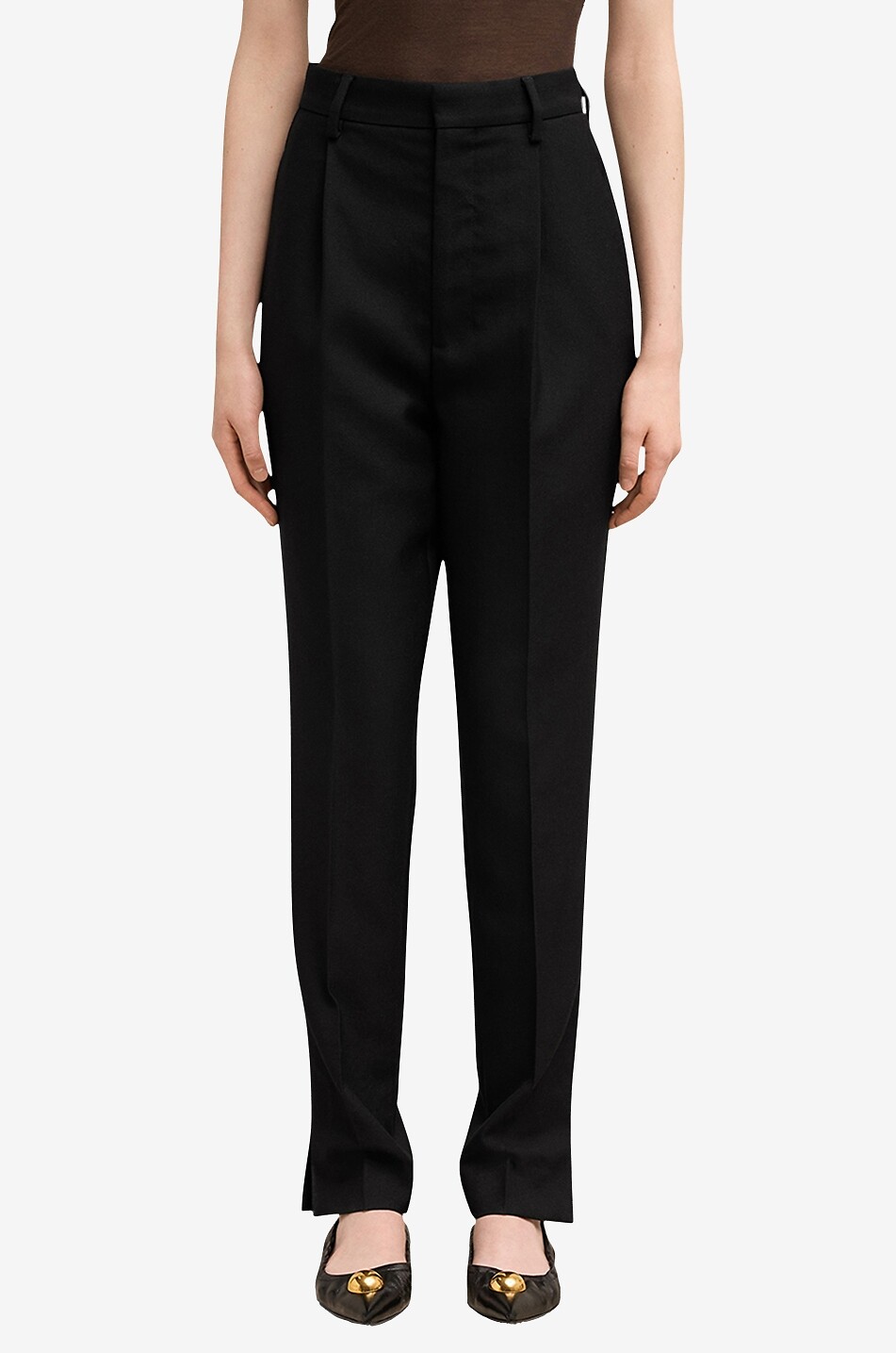 AMI Tapered virgin wool trousers with waistband tucks Women BLACK 4