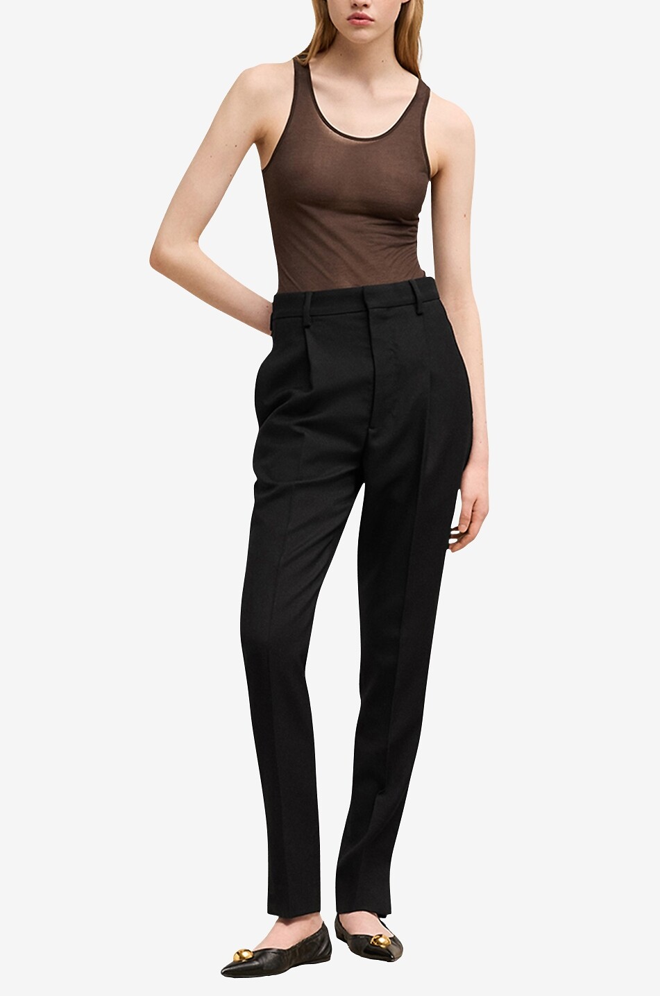 AMI Tapered virgin wool trousers with waistband tucks Women BLACK 5