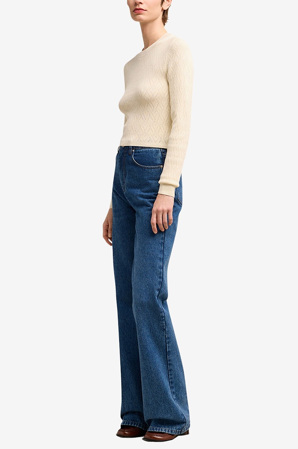 Ami de Coeur cotton and wool openwork sheath jumper
