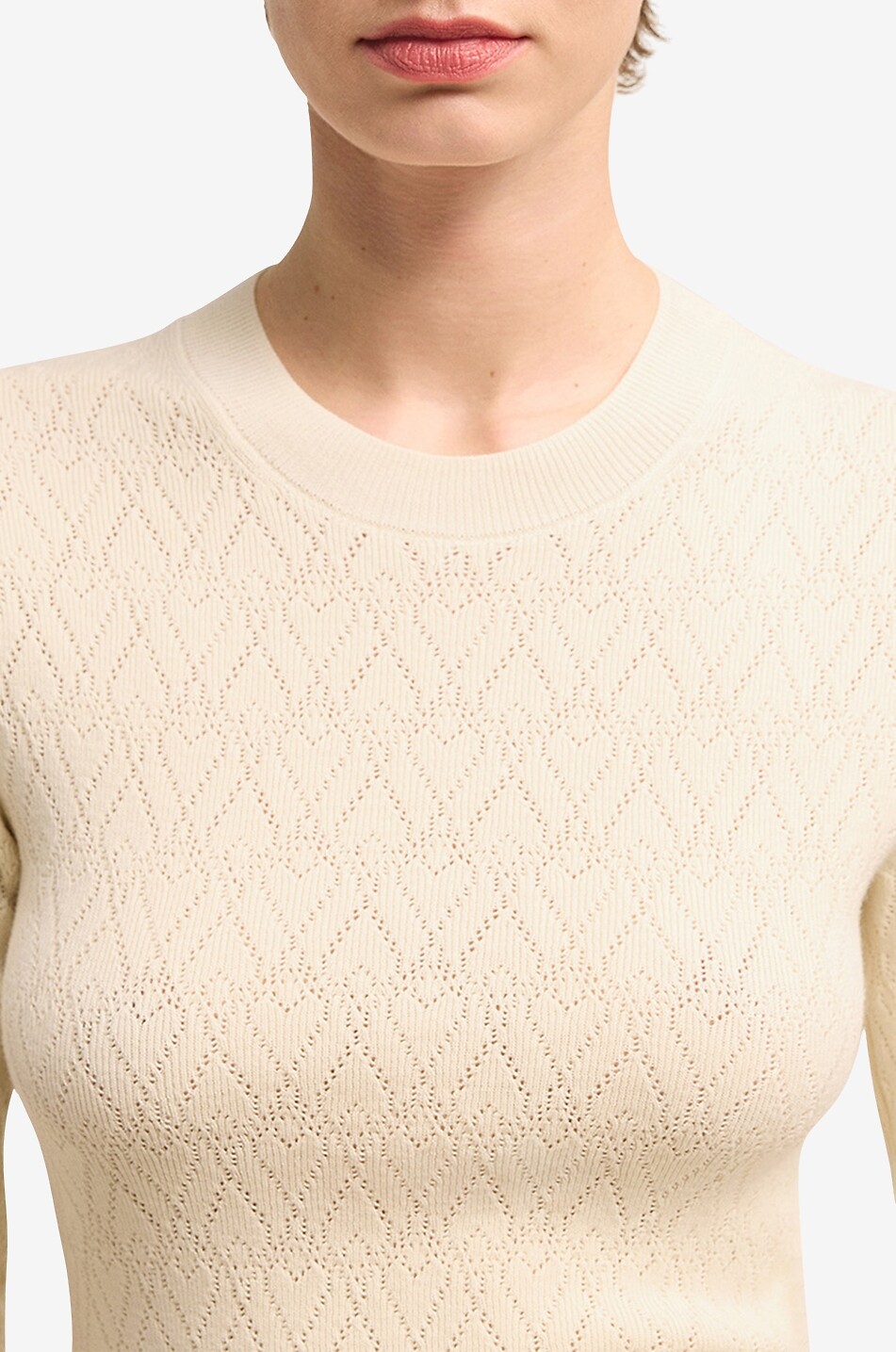 Ami de Coeur cotton and wool openwork sheath jumper