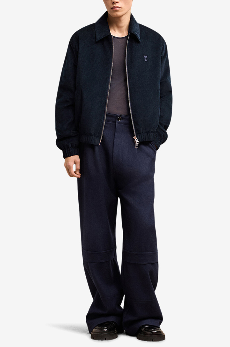 AMI Ami de Coeur corduroy bomber jacket Men DARK BLUE 2