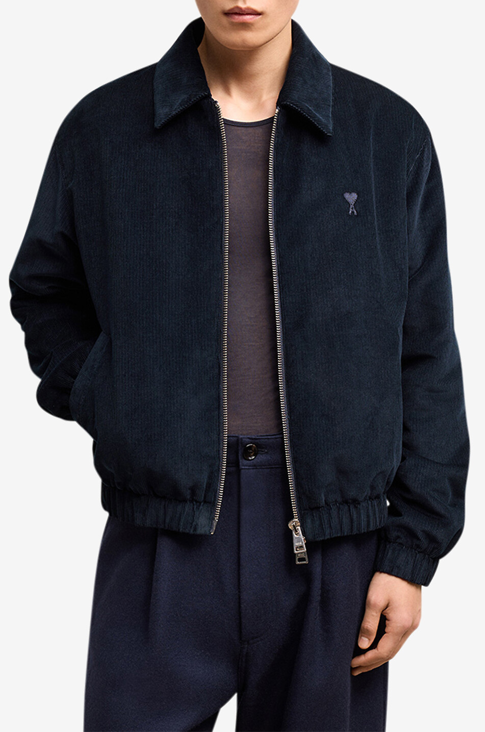 AMI Ami de Coeur corduroy bomber jacket Men DARK BLUE 5