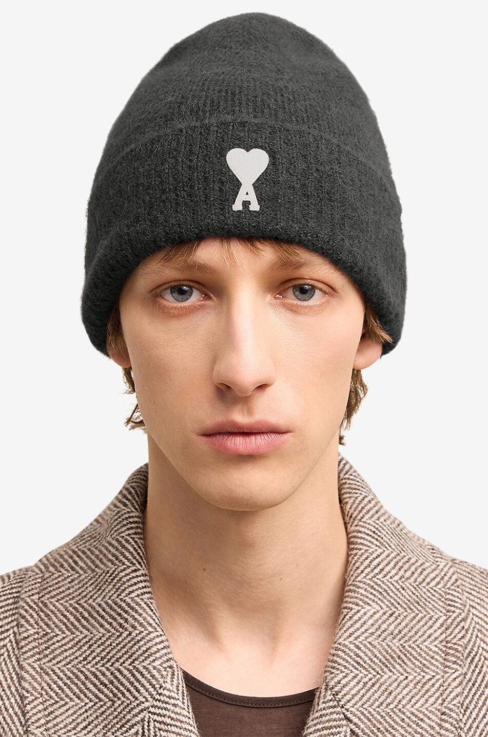 AMI Ami de Coeur alpaca wool beanie Men DARK GREY 3