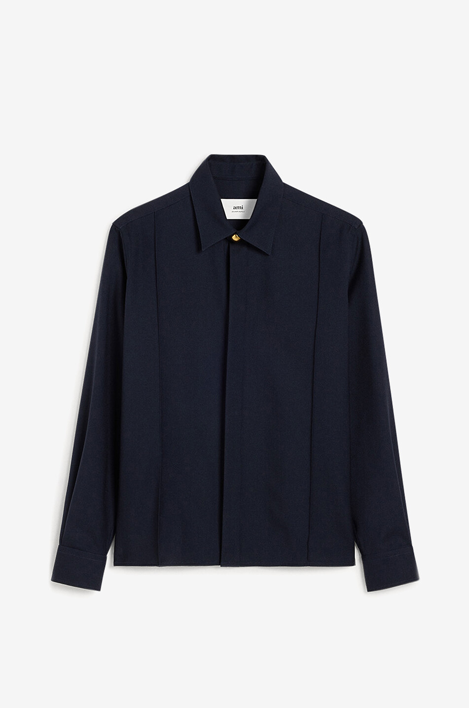 Langärmeliges Hemd aus Schurwolle Pin Tuck