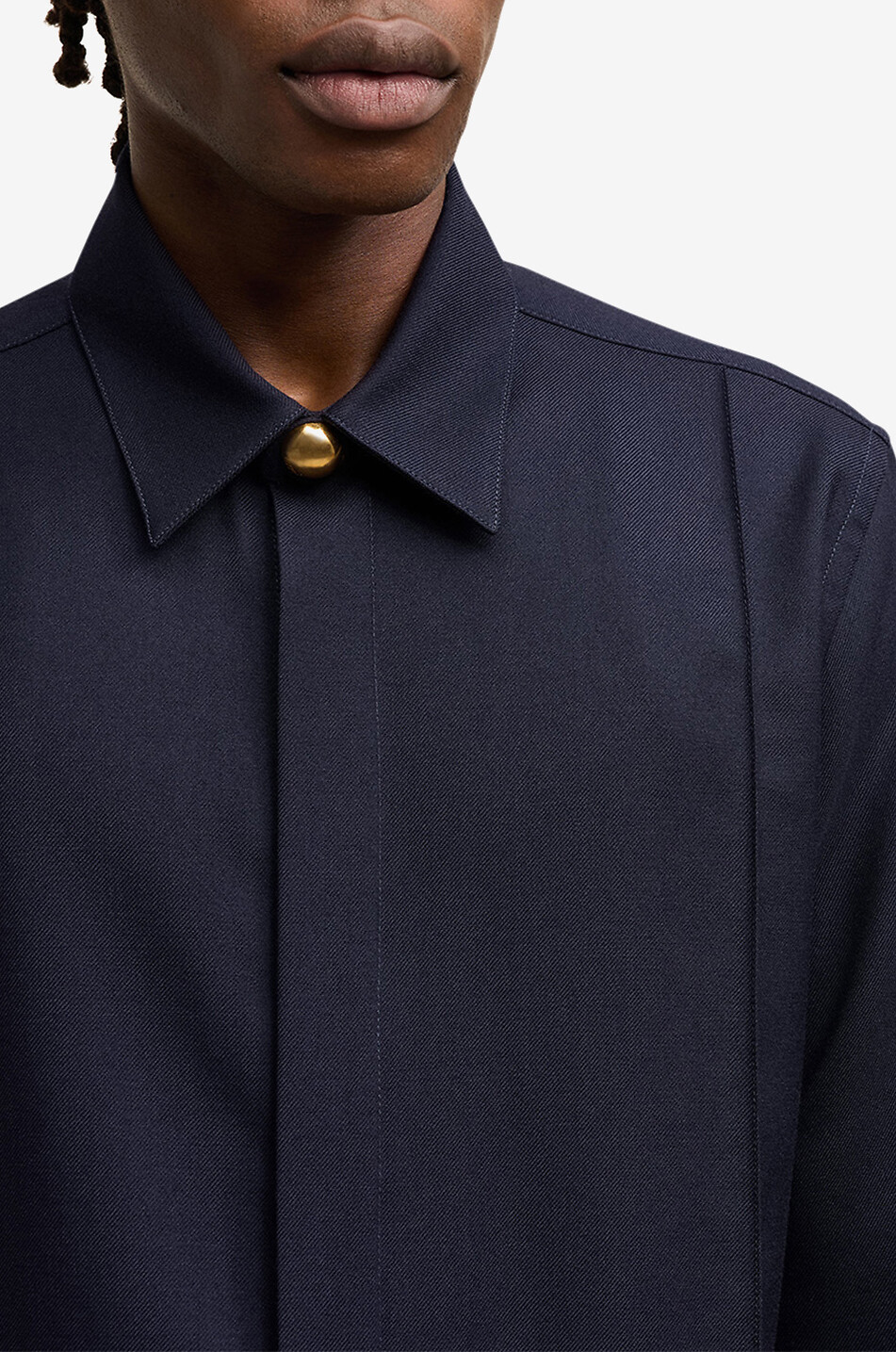 AMI Pin Tuck virgin wool long-sleeved shirt Men DARK BLUE 6