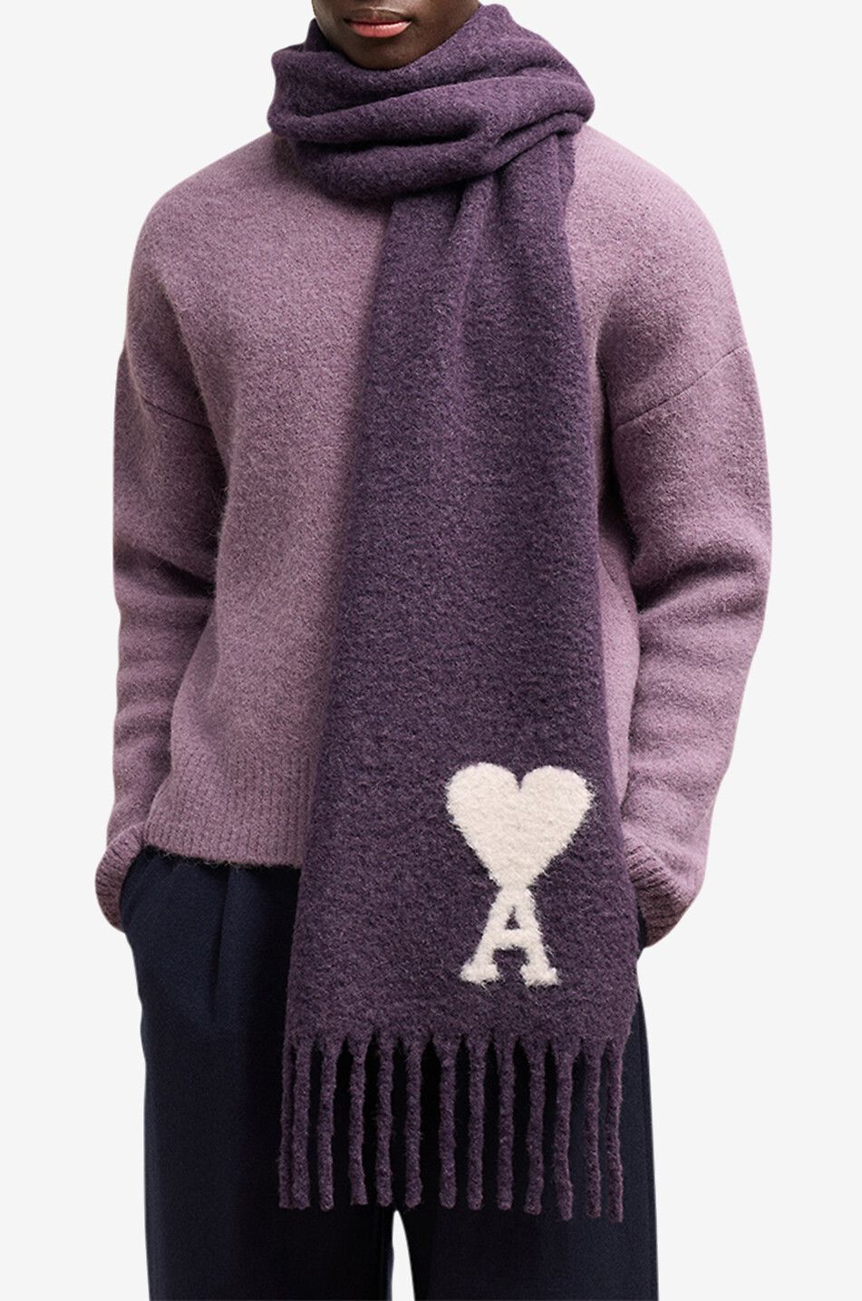 AMI Écharpe en laine d'alpaga Ami de Coeur Homme VIOLET 2