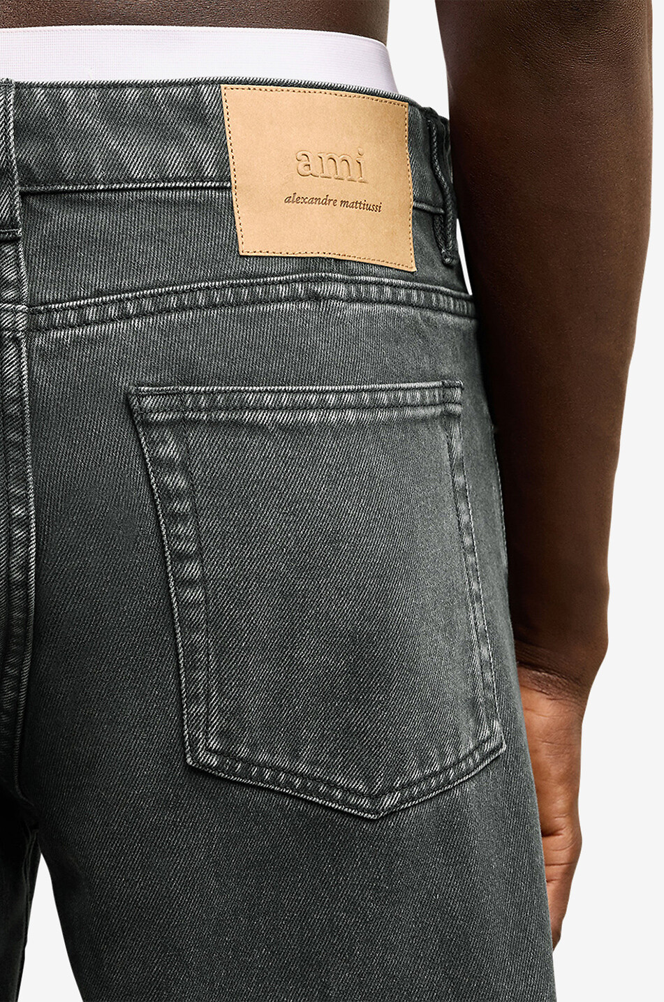 AMI Cotton straight-leg faded jeans Men BLACK 6