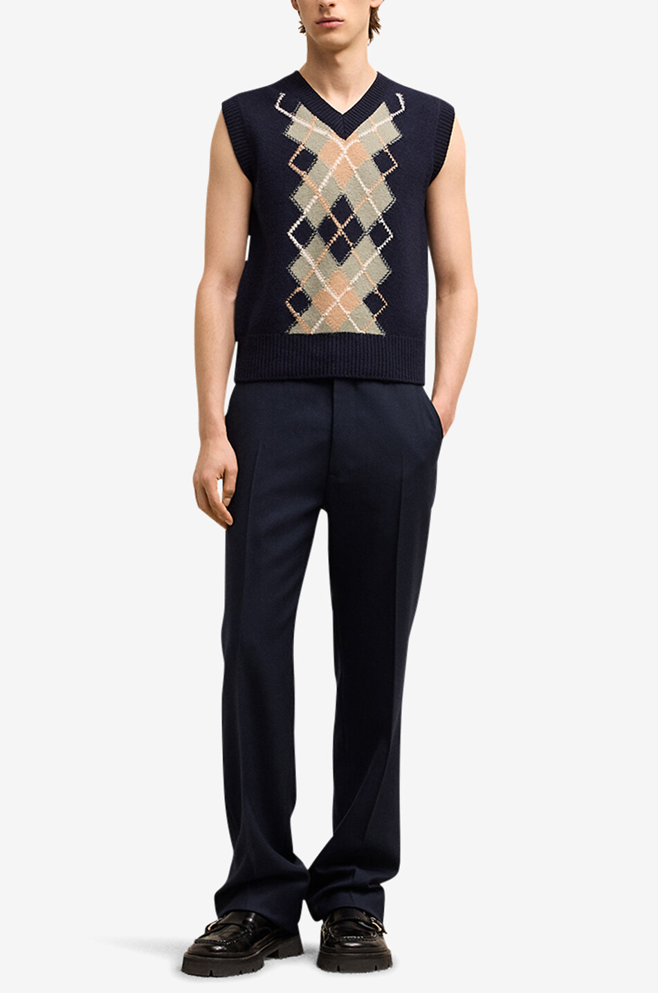 Virgin wool straight-leg trousers