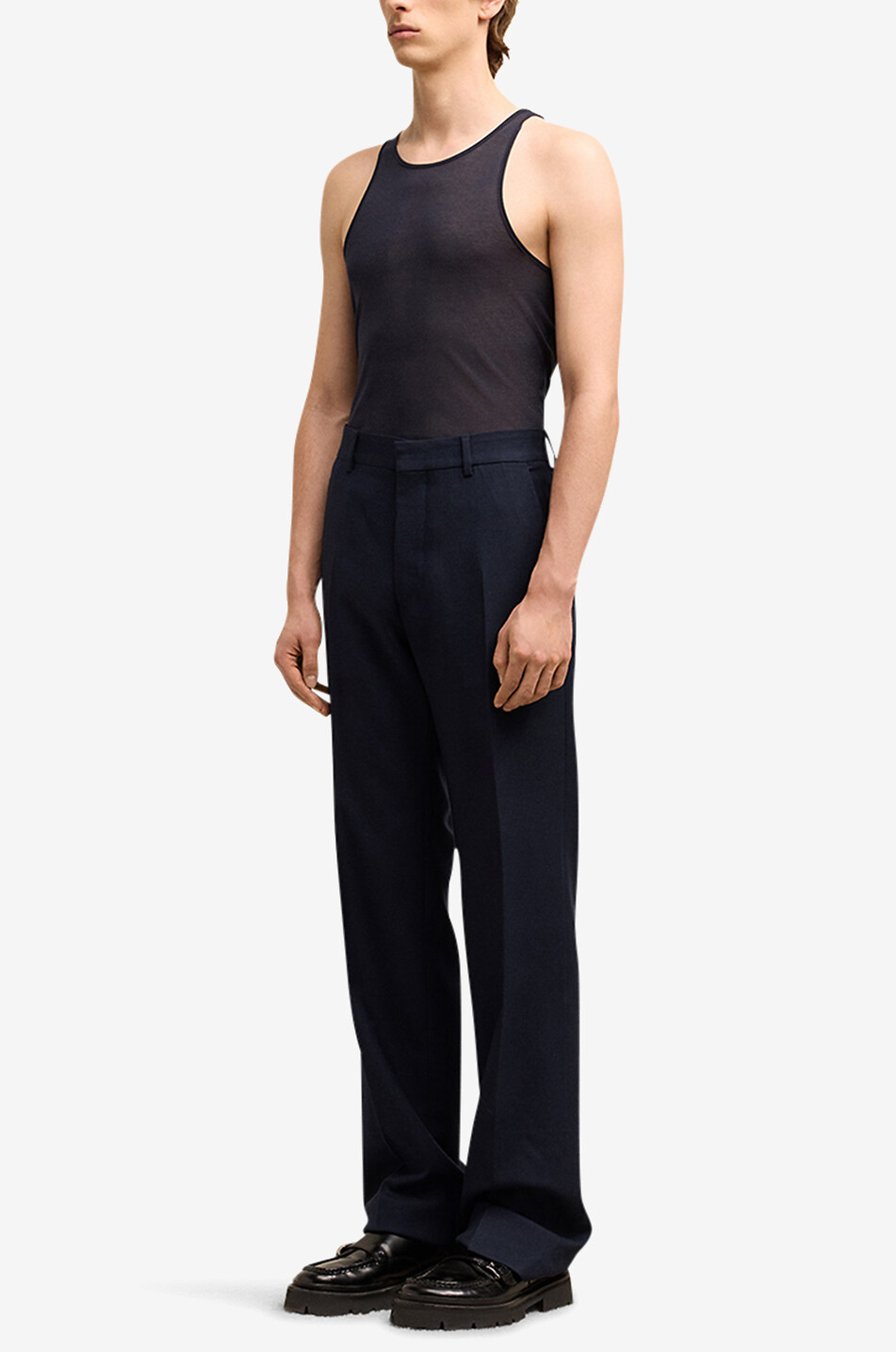 Virgin wool straight-leg trousers