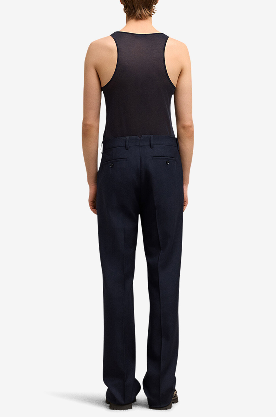 Virgin wool straight-leg trousers