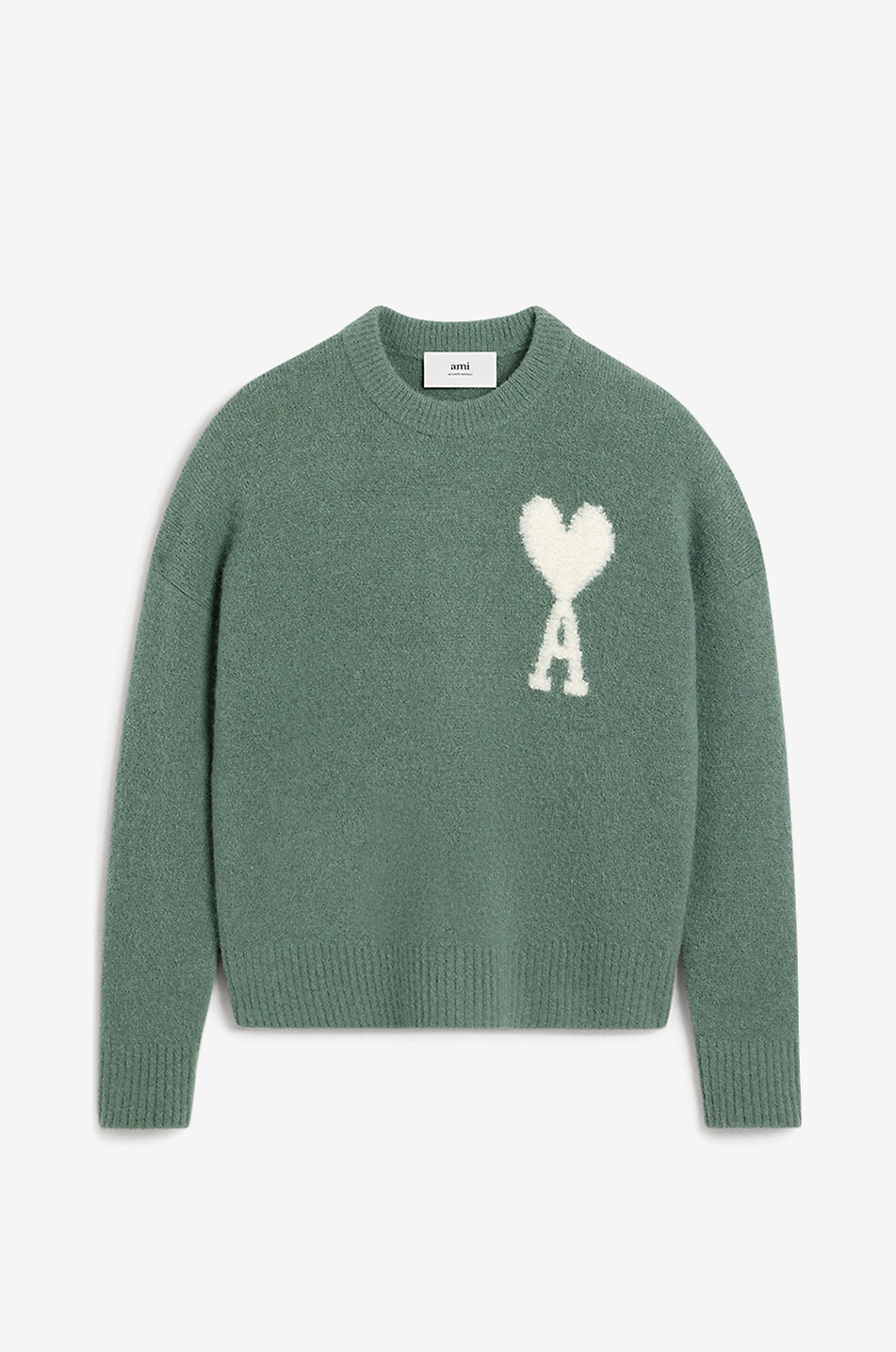 AMI Pull à col rond en laine d'alpaga Ami de Coeur Homme VERT 1