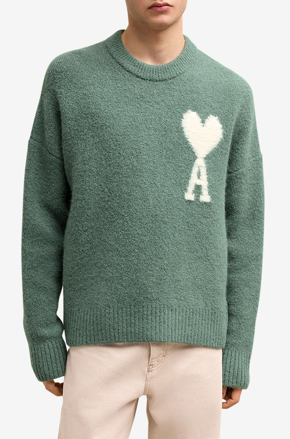AMI Pull à col rond en laine d'alpaga Ami de Coeur Homme VERT 3