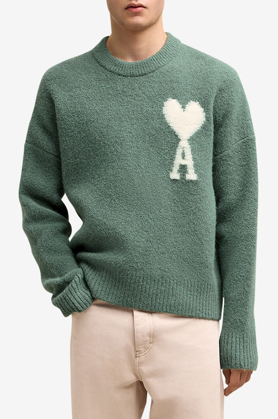AMI Pull à col rond en laine d'alpaga Ami de Coeur Homme VERT 2