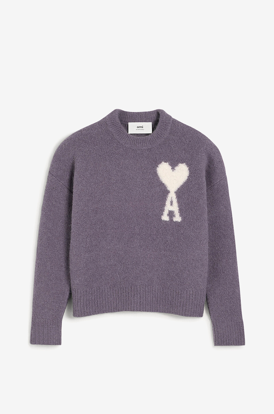 AMI Pull à col rond en laine d'alpaga Ami de Coeur Homme VIOLET 1