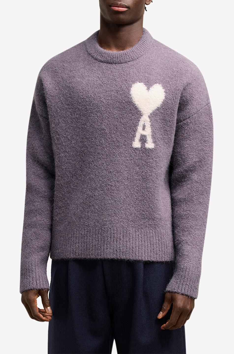 AMI Pull à col rond en laine d'alpaga Ami de Coeur Homme VIOLET 3