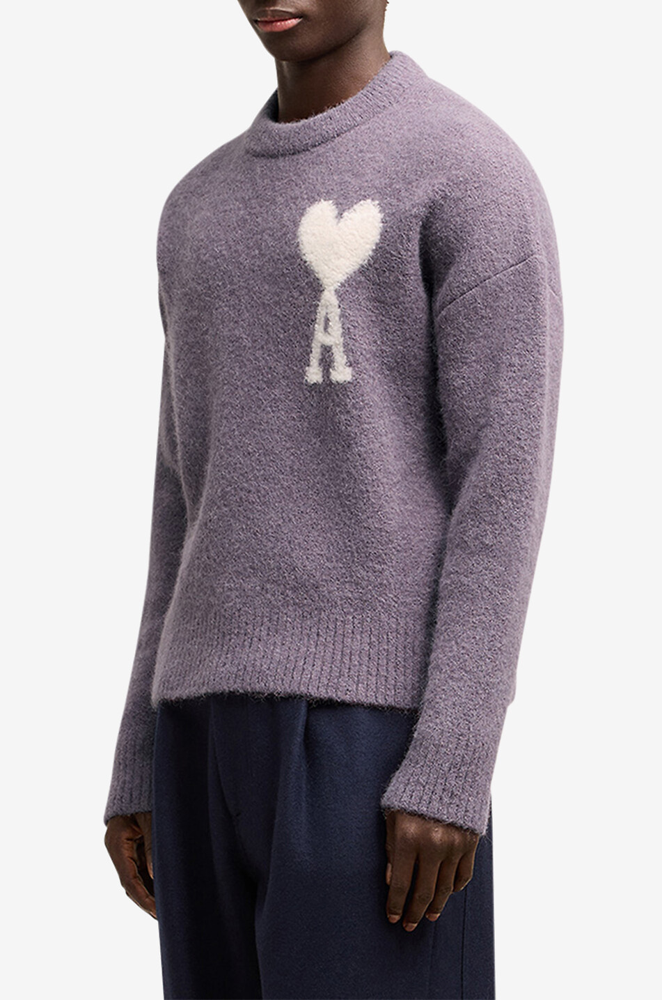 AMI Pull à col rond en laine d'alpaga Ami de Coeur Homme VIOLET 4