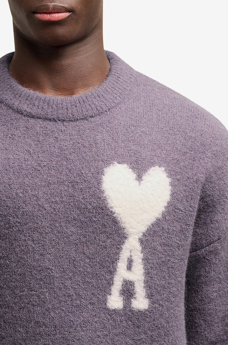 AMI Pull à col rond en laine d'alpaga Ami de Coeur Homme VIOLET 5