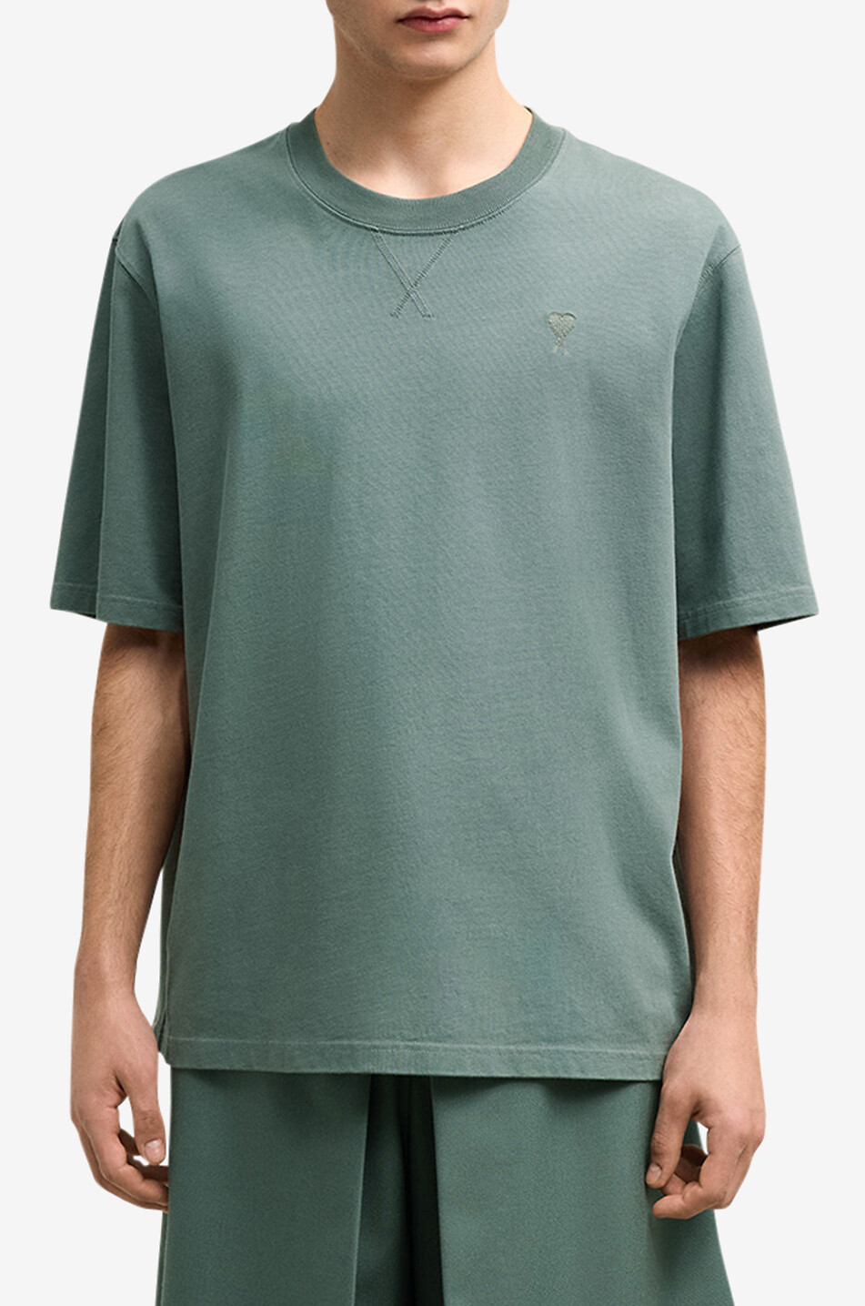 AMI Ami de Coeur cotton short-sleeved T-shirt Men GREEN 2
