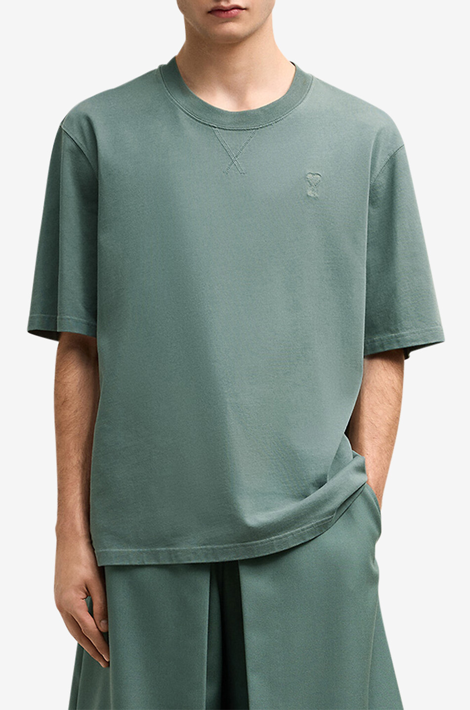 AMI Ami de Coeur cotton short-sleeved T-shirt Men GREEN 3