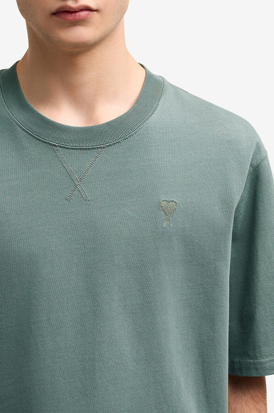 AMI Ami de Coeur cotton short-sleeved T-shirt Men GREEN 6