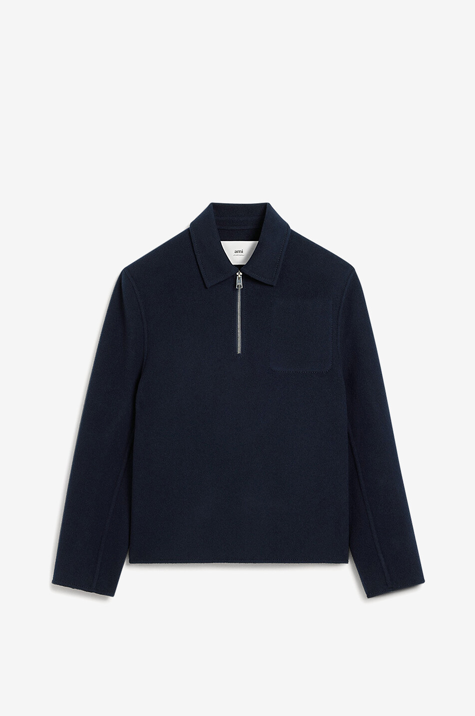 AMI Vareuse en laine et cachemire semi-zippée Homme BLEU FONCE 1