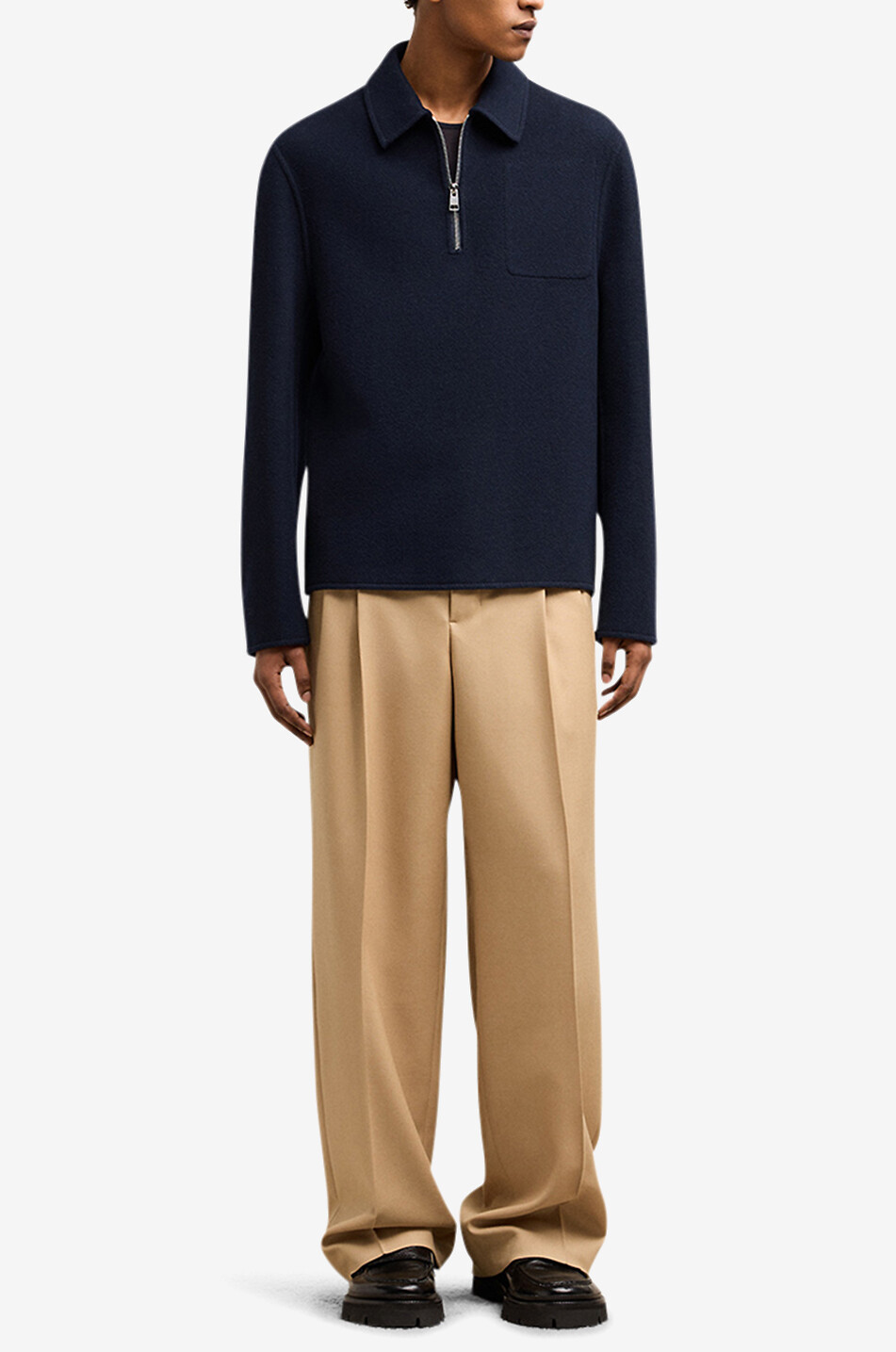 Wool and cashmere half-zip vareuse