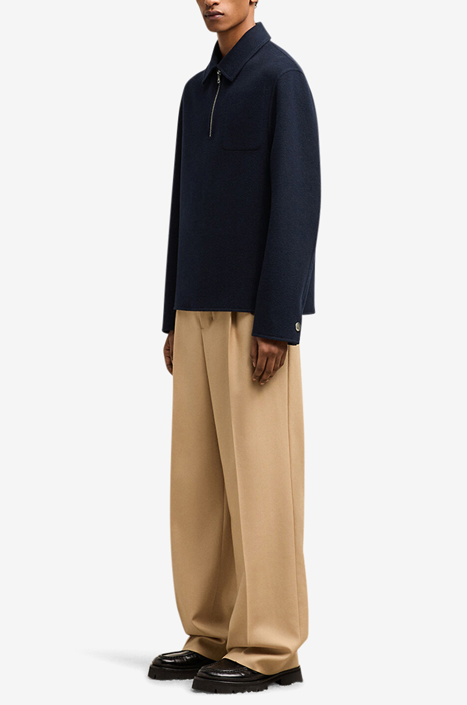 AMI Vareuse en laine et cachemire semi-zippée Homme BLEU FONCE 3