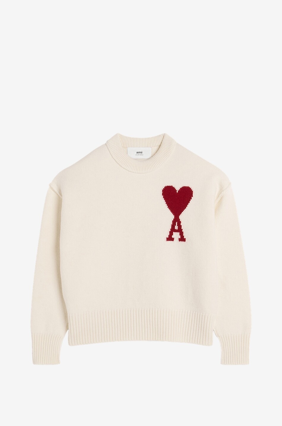 AMI Pullover mit Rundhalsausschnitt aus Wolle Ami de Coeur Damen CREMEFARBEN 1