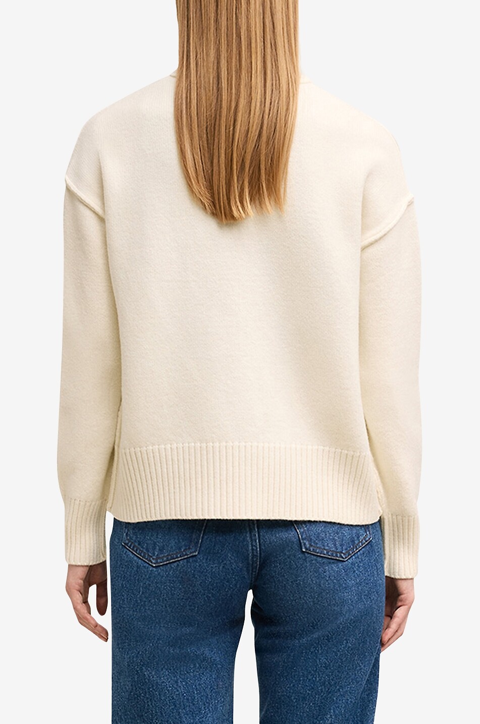 AMI Pullover mit Rundhalsausschnitt aus Wolle Ami de Coeur Damen CREMEFARBEN 4