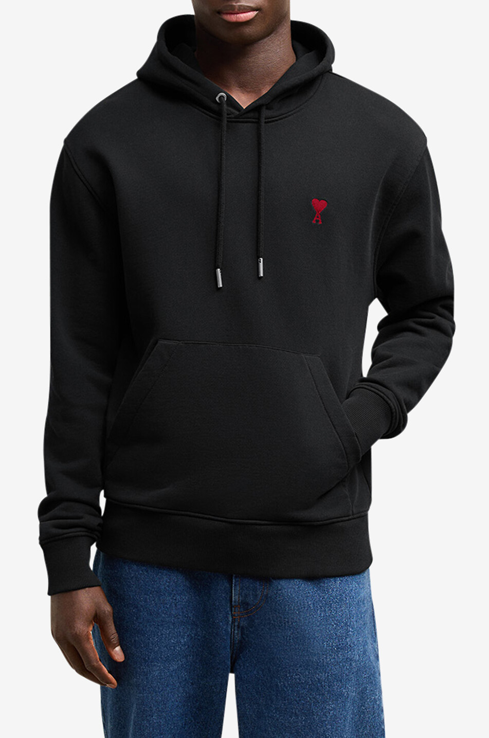 AMI Ami de Coeur cotton hooded sweatshirt Men BLACK 2