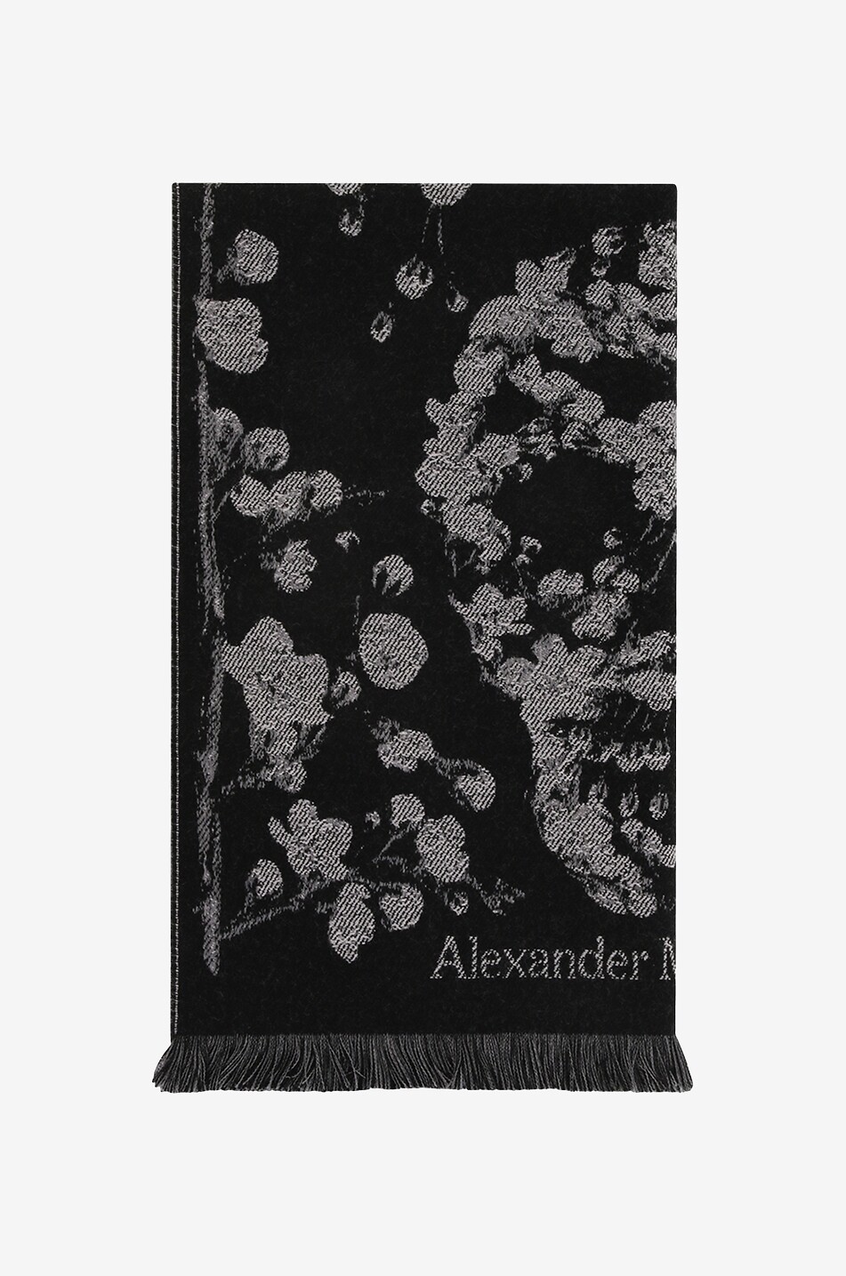 ALEXANDER McQUEEN Écharpe jacquard tissée en laine Blossom Skull Femme NOIR 1